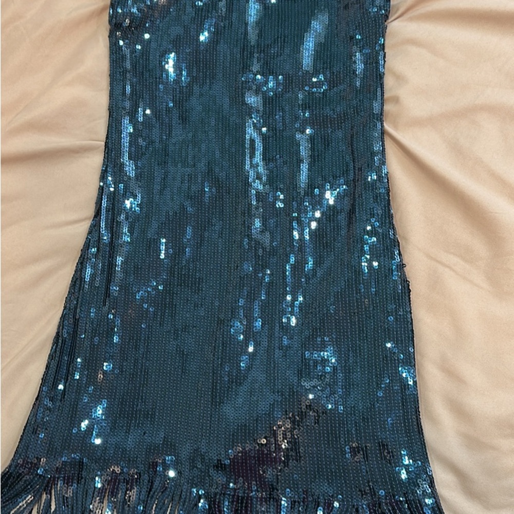 Elegant Teal Sequin Wedding Dress